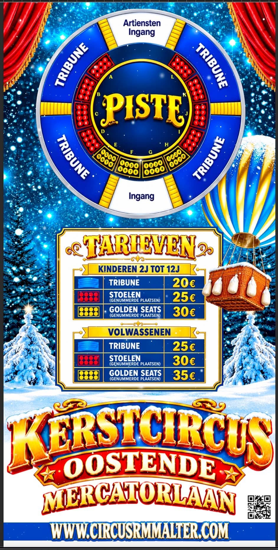 Zaalplan en prijzen Kerstcircus Oostende